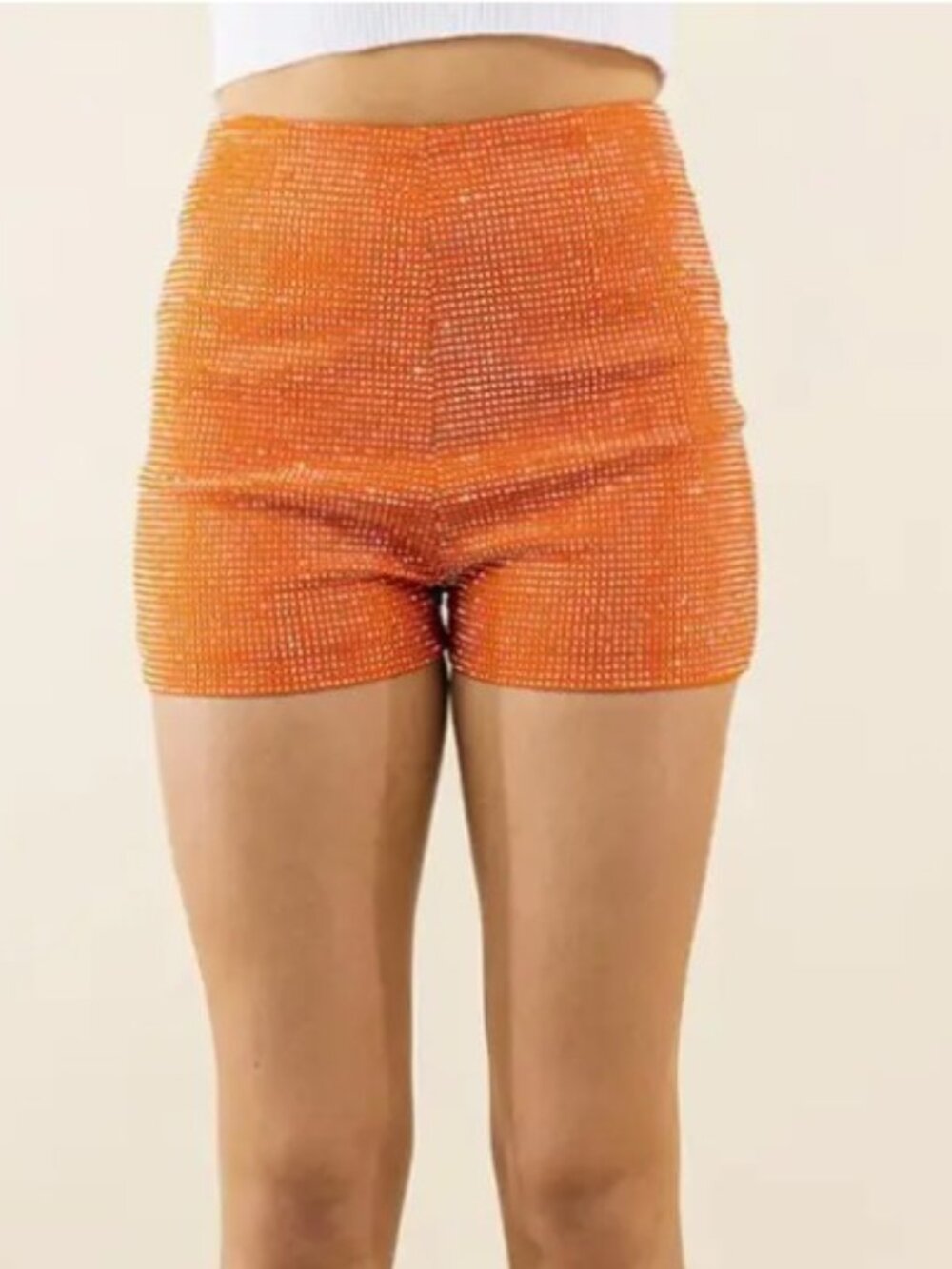 Cloud Ten Brand Size Small NWT Orange Rhinestone Hot Pants Sparkly Shorts